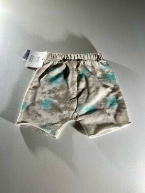 Grayson Mini Tie-Dye Infant Shorts in Cream and Teal 12 Month Size NWT